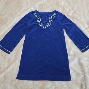 JANIE AND JACK BLUE LONG-SLEEVE SWIM COVER-UP, SIZE 8